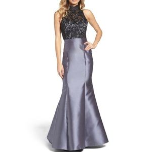 Xscape | Gray & Black Lace Mermaid Gown